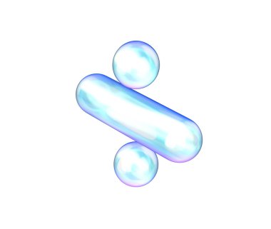 Mavi ve beyaz gradyanı, yumuşak yansımaları ve derinliği olan 3 boyutlu parlak bölme sembolü. 3B Görüntü