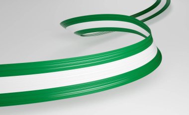 3d Nijerya Bayrağı 3d Dalgalı Parlak Nijerya Kurdelesi Beyaz Arkaplanda 3d Görüntü