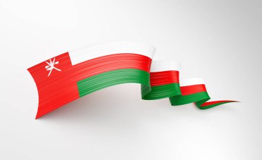 Umman 'ın 3d Bayrağı Sallanan Sallanan Dalgalı Kurdele Beyaz Arkaplanda 3d Görüntü