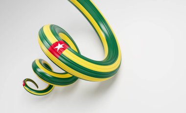Togo 'nun 3d Bayrağı 3d Sarmal Parlak Kurdeleli Bayrak Beyaz Arkaplanda İzole Edildi 3d Görüntü