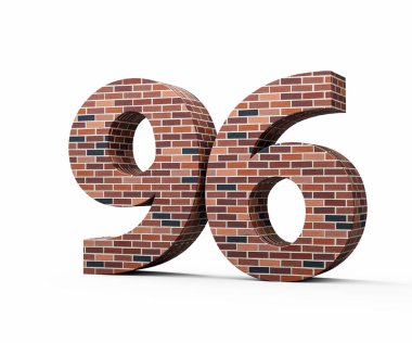 Tuğla Duvarı Numara 96 96 Renkli Tuğla Duvarı 3D Görüntü