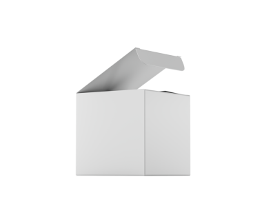 Paketleme ve ürün modellemeleri için kısmen kaldırılmış bir kapağı olan açık kapaklı bir karton kutu. 3d Görüntü