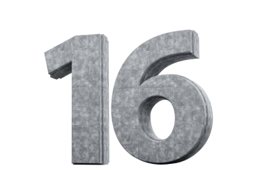 Beton Numarası 16 Gri Beton Taştan Yapım 3D Görüntü