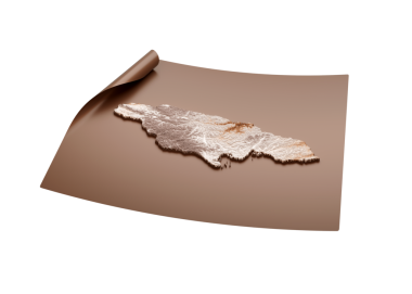 Jamaika 'nın Eski Tarzının Haritası Açık Haritada Kahverengi Kağıt Sayfa 3d Görüntü