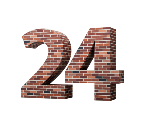 Tuğla Duvarı Numara 24 24 Renkli tuğla Duvarı 3 boyutlu Görüntü