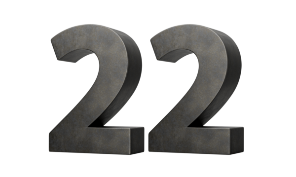 22 numara Gri Düz Yapımlı 22 haneli Demir 3 boyutlu Görüntü