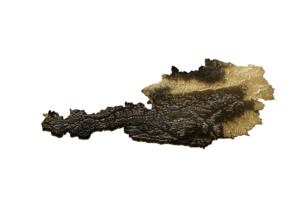 Avusturya Altın Metalik Doku Haritası Altın Rezervleri ve Altın Madencilik Konsepti 3B İllüstrasyon