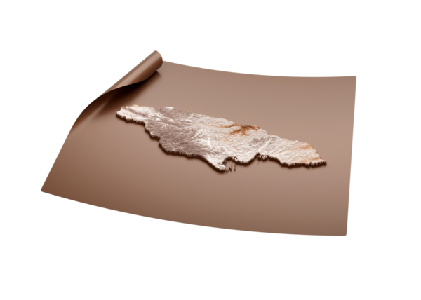 Jamaika 'nın Eski Tarzının Haritası Açık Haritada Kahverengi Kağıt Sayfa 3d Görüntü