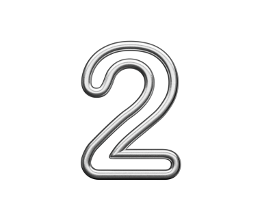 İki Numara Gümüş Metalik Parıltıdan Yapılmış Düz Virajlı 3B Görüntü