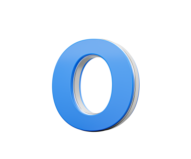 Mavi Büyük Harf O Parıltısı Parlak Modern Tasarım Kalın Yazı Tipi Keskin Kenarlı 3B Görüntü