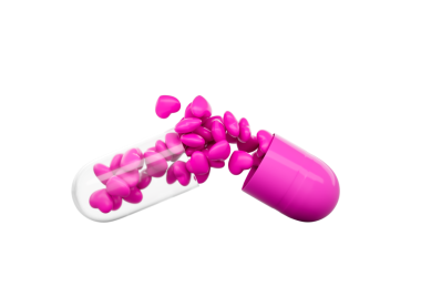 Açık Pembe ve Parlak Kapsül, Minimum Kalp Şeklinde Haplar 3 boyutlu İllüstrasyon