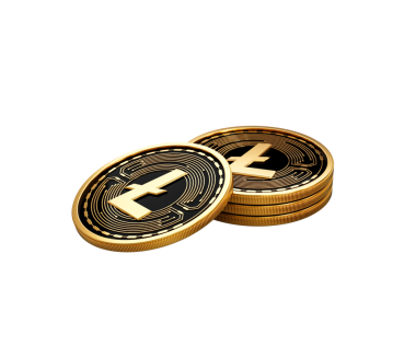 3D Altın Kripto Para Birimi Litecoin Yuvarlak Sikkeler Yığını 3D İllüstrasyon