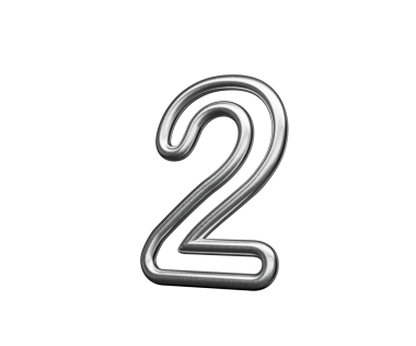 İki Numara Gümüş Metalik Parıltıdan Yapılmış Düz Virajlı 3B Görüntü