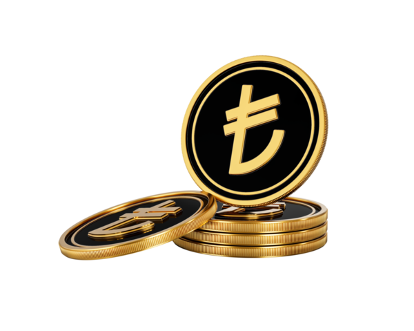 Altın ve Siyah Türk Liraları Yuvarlak Sikkeler Yığını 3d İllüstrasyon