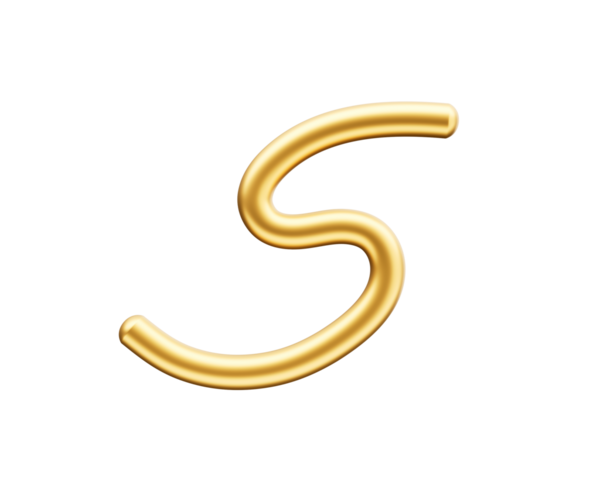 3d Altın Parlak Harf S Alfabesi S Yuvarlak Şişirilebilir Yazı Tipi 3d Görüntü