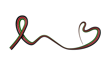 Kenya Kalp Şeklinin 3d Bayrağı Parlak Dalgalı Farkındalık Kurdelesi 3d Görüntü
