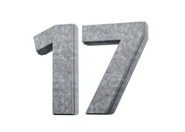 Beton Numarası 17 Gri Beton Taştan Yapım 3 boyutlu Görüntü