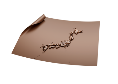 Japon Haritası Eski Tarz Kahverengi Açık Harita Kağıt Kağıt Kağıt Tabaka 3d İllüstrasyon