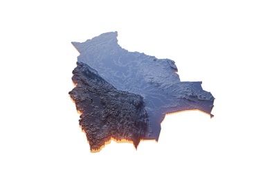 Aydınlatılmış Bolivya Veri Haritası Coğrafi Özellikleri Vurguluyor Neon Işıklı 3B Görüntü