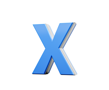 Mavi Büyük Harf X Parıldıyor Zarif Modern Tasarım Kalın Yazı Tipi Keskin Kenarlı 3B Görüntü