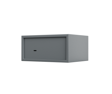 Gri 3 boyutlu resimdeki güvenli depolama için gri kapaklı çelik kasa dolabı.