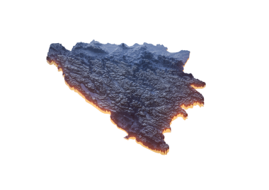 Aydınlatılmış Bosna Veri Haritası Coğrafi Özellikleri Vurguluyor Neon Işık 3B Görüntü