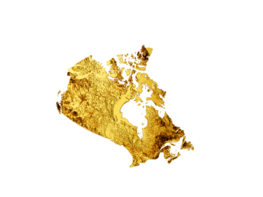 Kanada Haritası Altın Metal Renk Yüksekliği Haritası 3d illüstrasyon