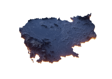 Aydınlatılmış Kamboçya Veri Haritası Coğrafi Özellikleri Vurguluyor Neon Işıklı 3B Görüntü