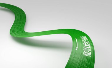 Suudi Arabistan 'ın 3d Bayrağı 3d Dalgalı Parlak Suudi Arabistan Kurdelesi Beyaz Arkaplanda 3d Görüntü