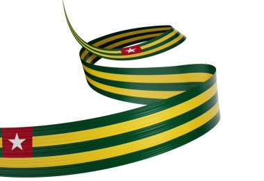Togo 'nun 3d Bayrağı Parlayan Togo Kurdelesi Beyaz Arkaplanda İzole Edildi 3d Görüntü