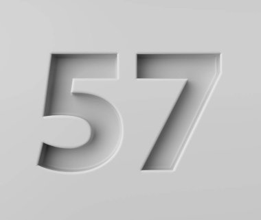 Parlak Beyaz 57 numara. Gizemli gölgesi olan 57 numara. Arkaplanda 3 boyutlu resimle süslenmiş.