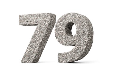 Kaya parçalarından ya da beyaz arkaplandaki mezar taşlarından yapılmış 79 numara.