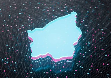 Aydınlatılmış San Marino Veri Haritası Neon Mavisi Kusursuz Şablon Arkaplanı 3D Görüntü