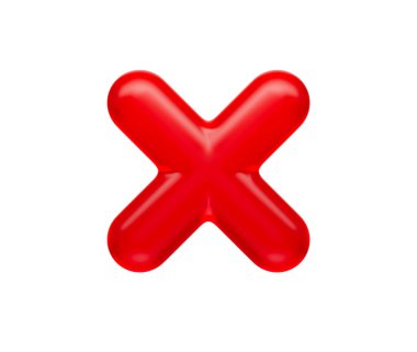 3 boyutlu parlak kırmızı çarpma sembolü, parlak ve modern yansıtıcı bir görünüme sahip. 3d illüstrasyon