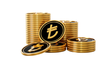 Altın ve Siyah Türk Lirası Yığını Parlak Altın Parıltı 3d Görüntü Üzerine Ayarlandı