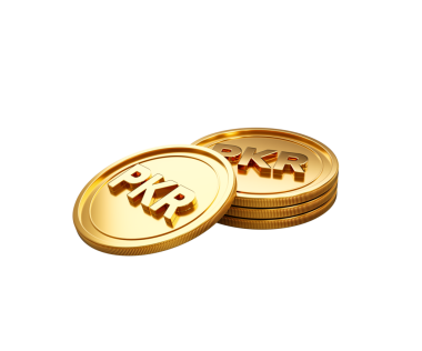 3D Altın Pakistan Yığını PKR Rupi Yuvarlak Sikkeler Yığını 3D Resimler