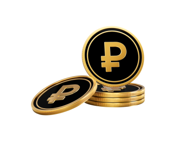 Parlak Altın ve Siyah Rus Rublesi Yuvarlak Bozuk Paralar Yığını 3D Resimler