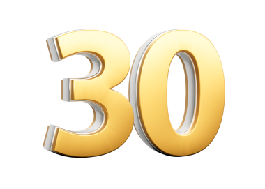 3D Altın Parlak 30 numara Gümüş Dış Çizgili 3D Görüntü
