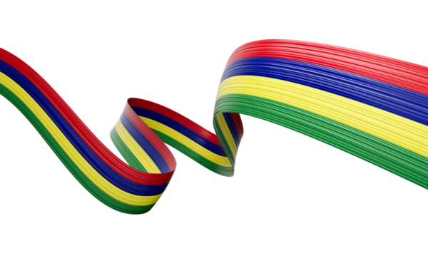 Mauritius 'un 3d Bayrağı 3d Parlak Dalgalı Mauritius Kurdelesi 3d Görüntü