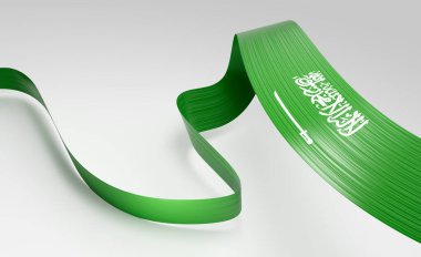 Suudi Arabistan 'ın 3d Bayrağı 3d Parlak Dalgalı Suudi Arabistan Kurdelesi Beyaz Arkaplanda 3d Görüntü