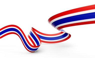 3 d Tayland Bayrağı 3 d Tayland Parlak Dalgalı Tayland Bayrakları Beyaz Arkaplanda 3d Görüntü