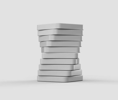 Bir yığın beyaz dikdörtgen blok, biraz çarpık bir şekilde sıralanmış. 3B Görüntü