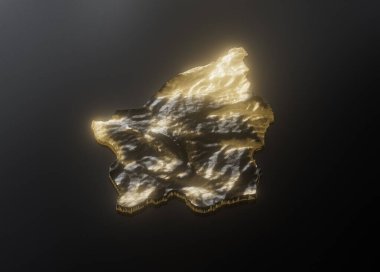 San Marino Haritası Altın Metalik Doku Haritası Altın Rezervleri ve Altın Madencilik Konsepsiyonu 3B İllüstrasyon