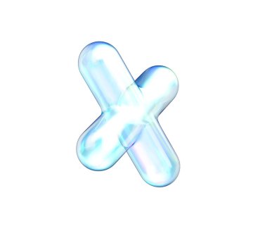 Zarif, yanardöner bir 3 boyutlu çarpma sembolü yumuşak, fütüristik ve zarif bir görünüme sahip. 3d illüstrasyon