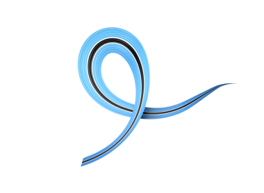 Botswana 'nın 3D Bayrağı Parlak Dalgalı Farkındalık Kurdelesi Botswana 3D Görüntü