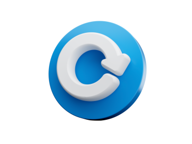 Mavi yuvarlak simgede asgari tazeleme sembolü. 3d illüstrasyon