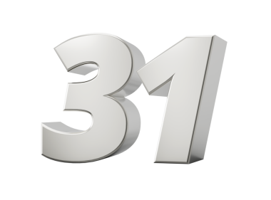 Gümüş 3D numara 31. 31. 3d illüstrasyon