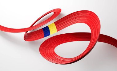 Romanya 'nın 3d. Bayrağı 3d Parlak Romanya' da Beyaz Arkaplanda Bayrak Dalgalanıyor 3d Görüntü