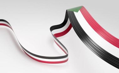 Sudan 'ın 3d Bayrağı 3d Parlak Dalgalı Sudan Bayrakları Beyaz Arkaplanda 3d Görüntü