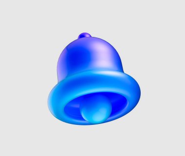 3D parlak mavi çan simgesi, uyarıları, uyarıları veya hatırlatıcıları sembolize ediyor. 3d illüstrasyon
